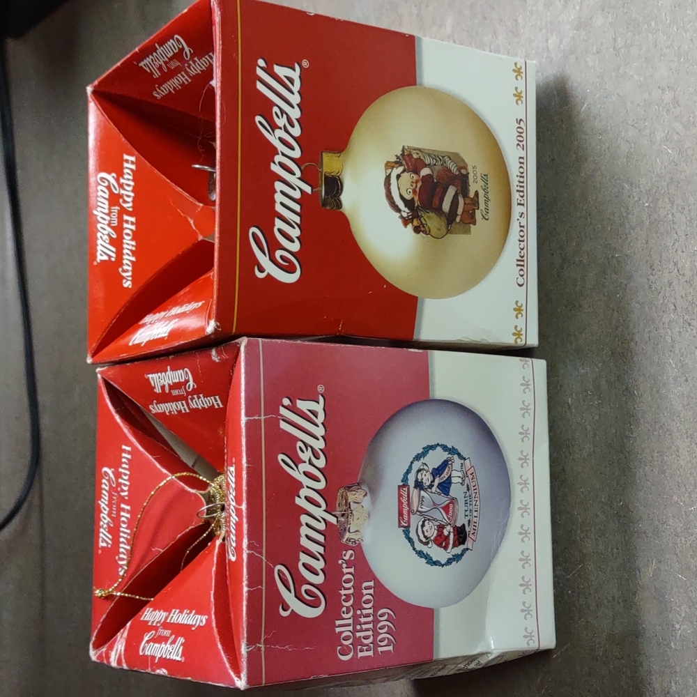 Vintage Campbell's Soup Ornaments 1999 & 2005
